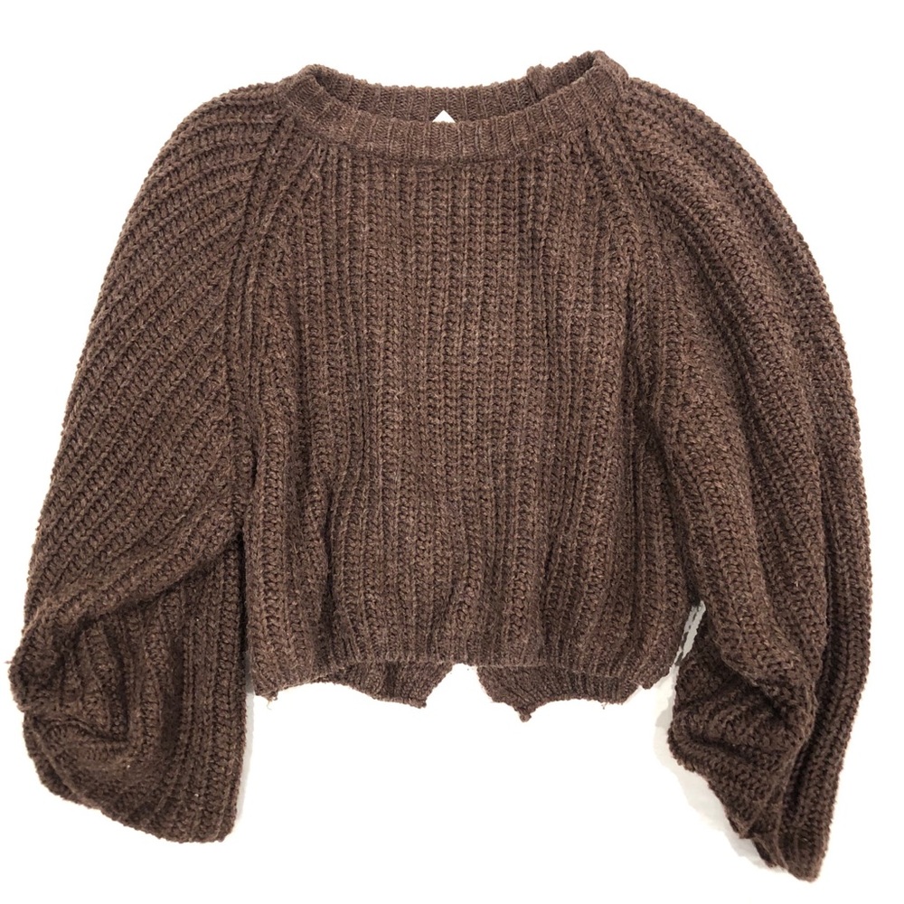 SOLD Earthbound Brown Chunky Cropped Sweater - Picture 1 of 2